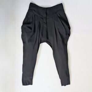 GIVENCHY Dropped Crotch Pants Women's S 38 Black Viscose Pleated Avant Garde